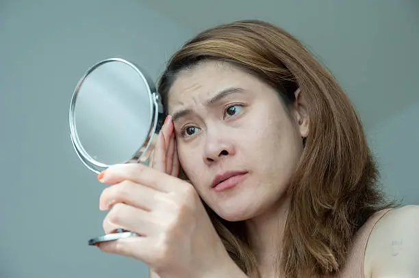 Diagram showing hormone receptors in skin layers