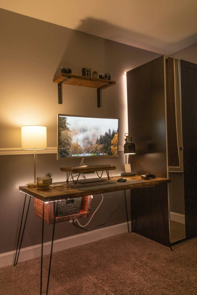 “cable management solution for clean and minimal desk setup”