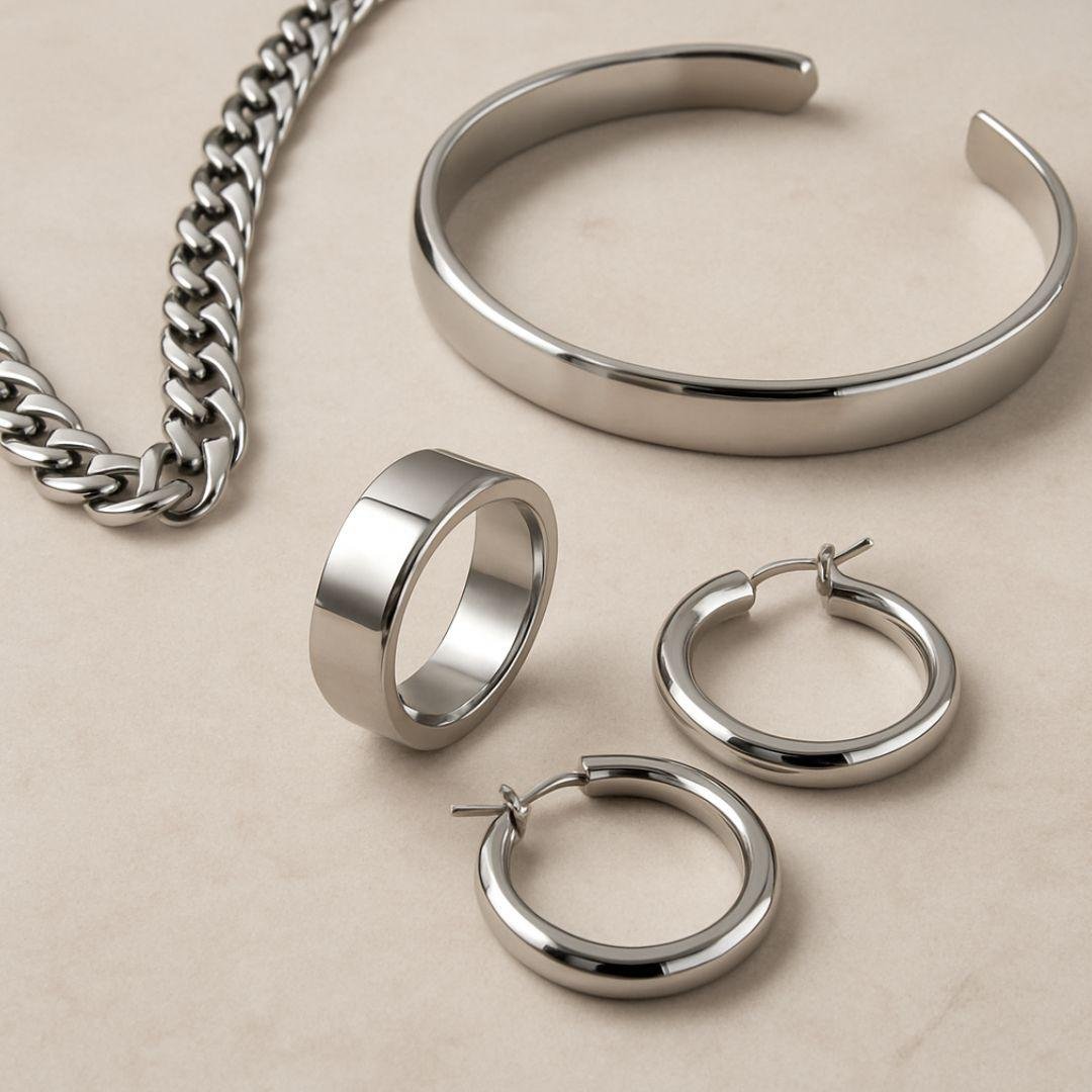stainless steel jewellery mostly cause of green marks
