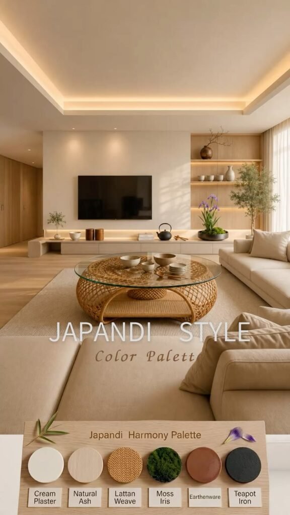 Beautiful-Japandi-Living-Room-Palette-with-Rattan-Table style
