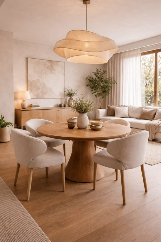 japandi Modern-Open-Plan-Living-Dining-Room-Ideas-_-Warm-Neutral-Luxury