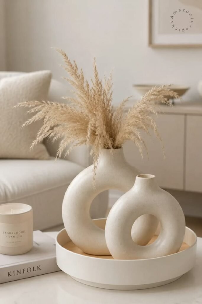 White-Ceramic-Donut-Vase-Set-–-Minimalist-Boho-Home-Decor-for-Living-Room-Table-Styling