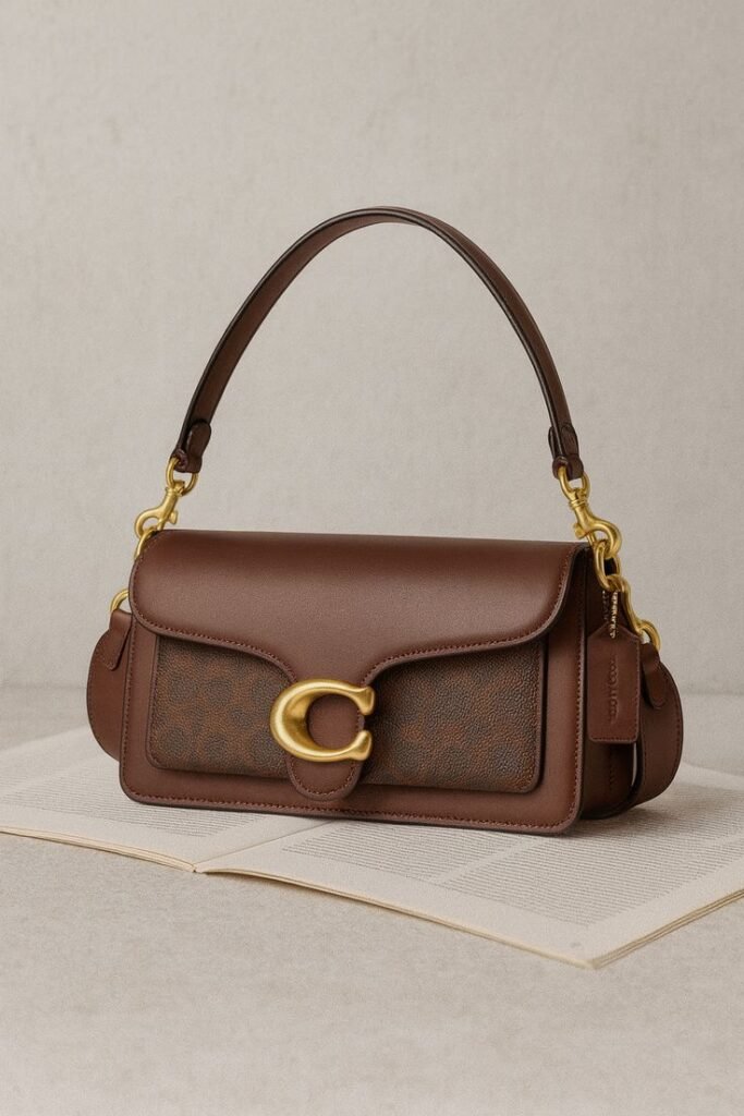 Coach Tabby 26 worn as a shoulder bag with short detachable strap