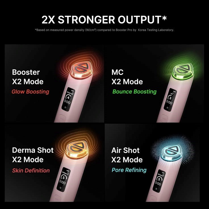 MEDICUBE AGE-R Booster Pro Derma Shot Mode facial treatment MEDICUBE AGE-R Booster Pro microcurrent MC ModeMEDICUBE AGE-R Booster Pro Air Shot Mode facial treatment MEDICUBE AGE-R Booster Pro Booster Mode skincare application